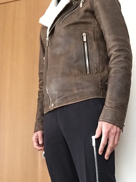 「Dior homme（ディオールオム）のアイテム（Riders jacket、ブラウン系）」を使った、rowrewさん（メンズ・178cm）の秋コーディネート