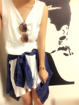「rienda（リエンダ）のアイテム（One piece dress、ホワイト系）」を使った、yuri_15さん（レディース・153cm）の夏コーディネート