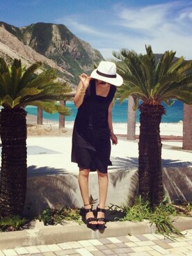 「H&M（エイチ・アンド・エム）のアイテム（One piece dress、ブラック系）」を使った、yuri_15さん（レディース・153cm）の夏コーディネート