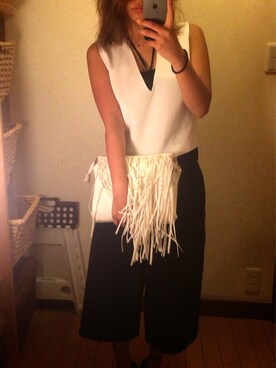 「ZARA（ザラ）のアイテム（Tank tops、ホワイト系）」を使った、yuri_15さん（レディース・153cm）の夏コーディネート