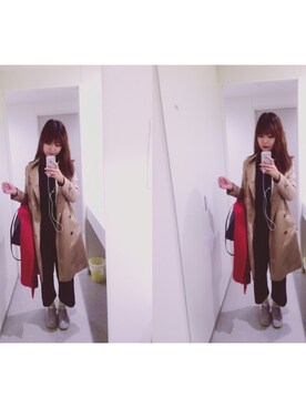 「와이드팬츠」｜연さん（レディース・161cm）の冬コーディネート