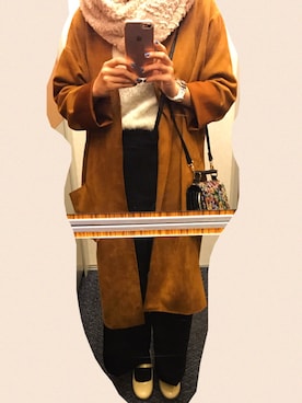 「DISCOAT（ディスコート）のアイテム（ムートンコート）」を使った、Julさん（レディース・157cm）の冬コーディネート