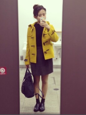 「カンケンBAG」｜「アイテム（ジャケット/アウター）」を使った、YURIさん（レディース・159cm）の冬コーディネート