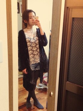 「もけもけ」｜「アイテム（その他シューズ）」を使った、YURIさん（レディース・159cm）の冬コーディネート