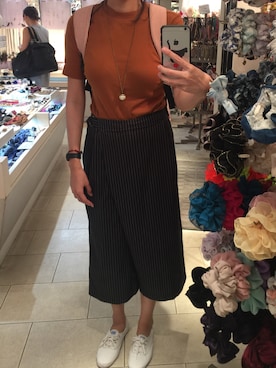 「MIXXO（ミッソ）のアイテム（パンツ）」を使った、stacyさん（レディース・174cm）の秋コーディネート