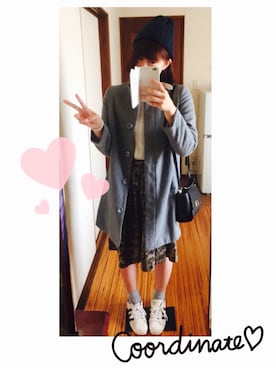 「chambre de charme（シャンブルドゥシャーム）のアイテム（帽子）」を使った、ずーみんさん（レディース・164cm）の冬コーディネート