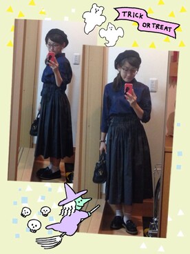 「くつした」｜「アイテム（ハンチング/ベレー帽）」を使った、Shigemi さん（レディース・151cm）の秋コーディネート