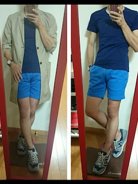 「ポケットＴシャツ」｜「アイテム（チェスターコート）」を使った、ta-shiさん（メンズ・170cm）の春コーディネート