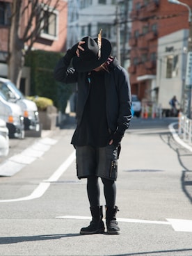 「レザーショーツ」｜【glamb】TKさん（メンズ・181cm）の冬コーディネート