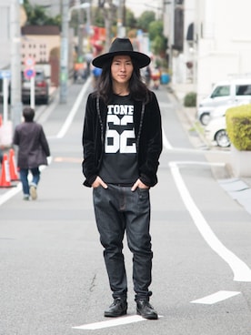「ナンバリングT」｜【glamb】TKさん（メンズ・181cm）の春コーディネート