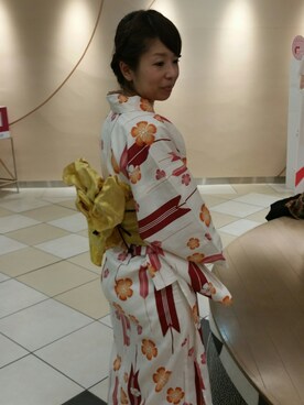 「アイテム（水着/着物・浴衣、レッド系）」を使った、youki0720さん（レディース・156cm）の夏コーディネート