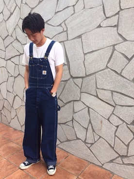 「アイテム（サロペット/オーバーオール）」を使った、Naoki Oamiさん（メンズ・175cm）の夏コーディネート
