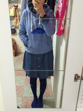 「雨の日」｜「アイテム（シャツワンピース）」を使った、annさん（レディース・161cm）の冬コーディネート