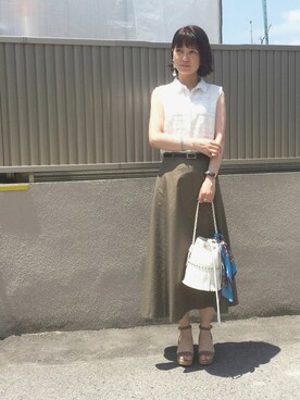 「Drawer（ドゥロワー）のアイテム（バッグ）」を使った、AKKIKさん（レディース・161cm）の夏コーディネート