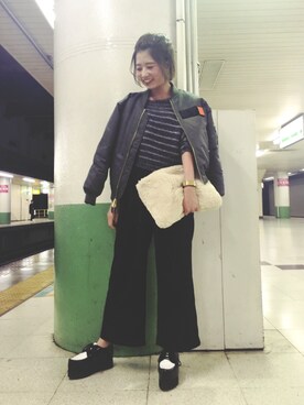 「アイテム（クラッチバッグ）」を使った、nskbさん（レディース・157cm）の冬コーディネート