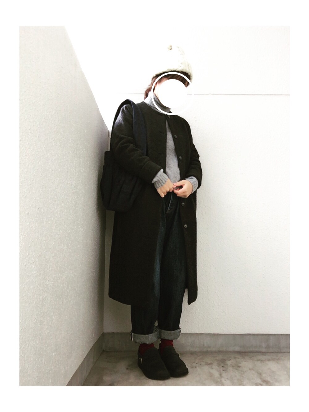 「evam eva、morris&sons、オーロラシューズ、YAECA」｜「evam evaのアイテム（ノーカラージャケット、グレー系）」を使った、14さん（レディース・148cm）の秋コーディネートの1枚目の写真