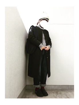 「YAECA」｜「アイテム（ノーカラージャケット）」を使った、14さん（レディース・148cm）の秋コーディネート