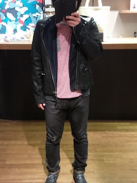 「REPLAY（リプレイ）のフエルトウールハット（ハット、ブラック系）」を使った、ゆーさん（メンズ・170cm）の秋コーディネート