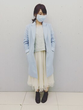 「dazzlin（ダズリン）のアイテム（チェスターコート）」を使った、mouyaさん（レディース・155cm）の春コーディネート
