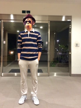 「ラガーシャツ」｜KIKAZARUさん（メンズ・167cm）の春コーディネート