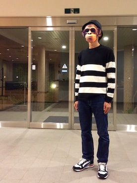 「roundabout（ラウンダバウト）のアイテム（帽子）」を使った、KIKAZARUさん（メンズ・167cm）の秋コーディネート