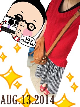 「赤×赤」｜yoppie221さん（レディース・158cm）の夏コーディネート