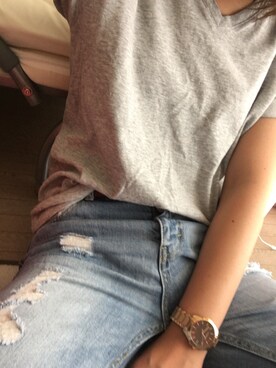 「お揃いコーデ」｜「アイテム（腕時計）」を使った、こなぎさん（レディース・163cm）の夏コーディネート