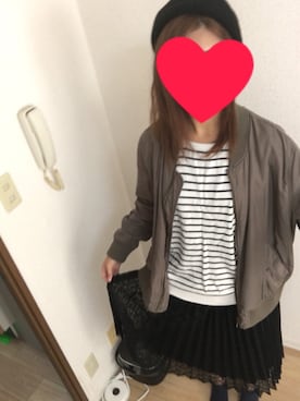 「Honeys（ハニーズ）のアイテム（ハンチング/ベレー帽、ブラック系）」を使った、あすかさん（レディース・167cm）の冬コーディネート