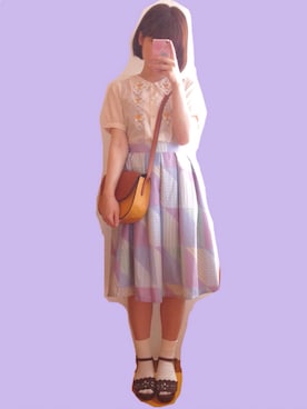 「パッチワーク柄」｜なかさん（レディース・154cm）の夏コーディネート