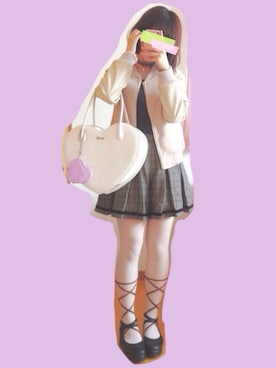 「グレンチェック」｜「アイテム（スタジャン）」を使った、なかさん（レディース・154cm）の秋コーディネート