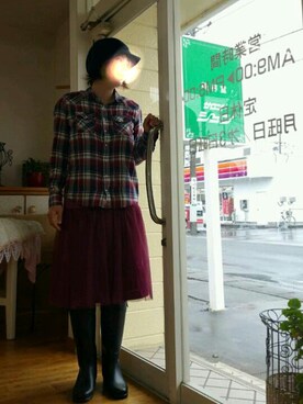 「アイテム（レインシューズ）」を使った、Hiromi Tuchiyaさん（レディース・156cm・20代）の秋コーディネート