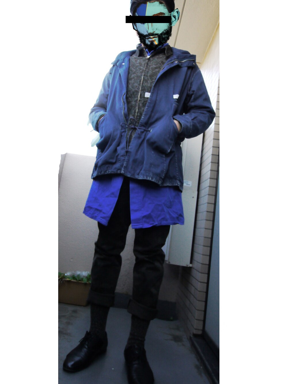 「undercoverism、柄×柄、 (W)taps」｜「Undercoverismのg4302（パーカー）」を使った、JoeJoさん（メンズ・175cm）の冬コーディネートの1枚目の写真