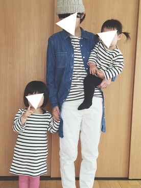 「親子でおそろい」｜「アイテム（シャツワンピース）」を使った、sk.tsubさん（レディース・165cm）の冬コーディネート