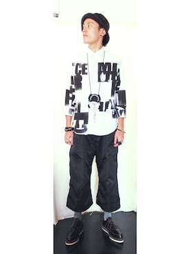 「McQ Alexander McQueen（マックキューアレキサンダーマックイーン）のアイテム（トップス）」を使った、カンジさん（メンズ・176cm）の夏コーディネート