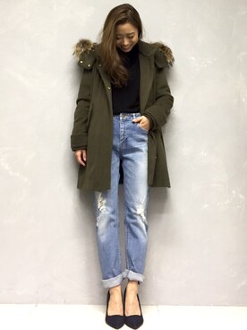 「STUDIOUS（ステュディオス）のアイテム（モッズコート）」を使った、Tomomi Watanabeさん（レディース・150cm）の冬コーディネート