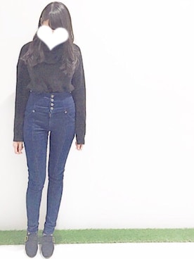 「黒ニット」｜nanaさん（レディース・160cm）の秋コーディネート