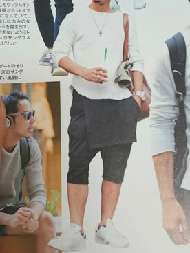 「JOURNAL STANDARD relume（ジャーナルスタンダード　レリューム）のアイテム（Tシャツ/カットソー、ホワイト系）」を使った、たーくんさん（メンズ）の夏コーディネート