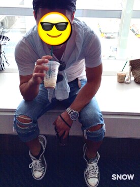 「adidas（アディダス）のアイテム（スニーカー、シルバー系）」を使った、たーくんさん（メンズ）の夏コーディネート
