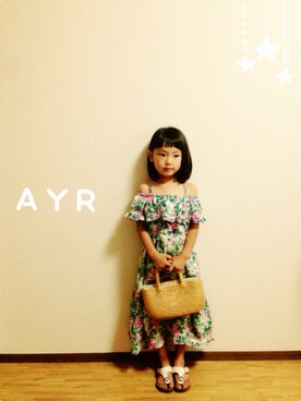 「no brand（ノーブランド）のアイテム（かごバッグ）」を使った、AYRさん（キッズ・110cm）の夏コーディネート