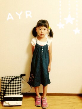 「REDDY APPLESEED（レディーアップルシード）のアイテム（ワンピース/ドレス）」を使った、AYRさん（キッズ・110cm）の夏コーディネート