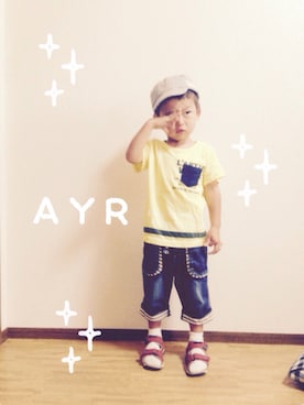 「OSHKOSH（オシュコシュ）のアイテム（サンダル）」を使った、AYRさん（キッズ・90cm）の夏コーディネート