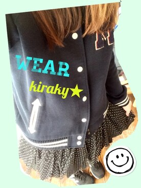 「ドットスカート」｜「アイテム（スタジャン）」を使った、☆kiraky☆さん（レディース・156cm）の冬コーディネート