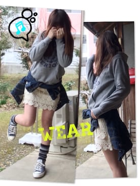 「ボーダーソックス」｜「アイテム（デニムジャケット）」を使った、☆kiraky☆さん（レディース・156cm）の冬コーディネート