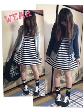 「春ワンピ」｜「アイテム（デニムジャケット）」を使った、☆kiraky☆さん（レディース・156cm）の春コーディネート