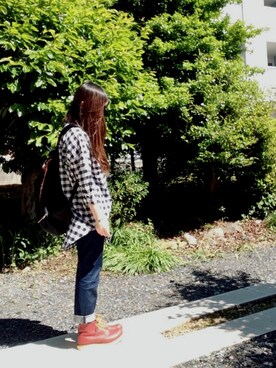 「チェックワンピ☺︎のアイテム（ワンピース、ブラック系）」を使った、☆kirakyさん（レディース・156cm）の春コーディネート