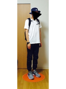 「northface（ノースフェイス）のアイテム（帽子）」を使った、スーさん（メンズ・172cm）の夏コーディネート