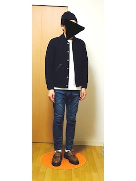 「BLUE BLUE（ブルーブルー）のアイテム（スウェット）」を使った、スーさん（メンズ・173cm）の秋コーディネート