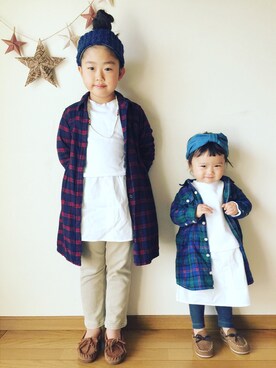 「アイテム（シャツワンピース）」を使った、*𝙰𝙽𝚂_𝙼𝙴*さん（キッズ・80cm）の冬コーディネート