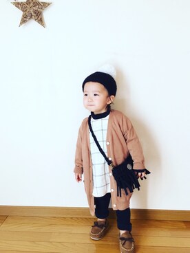「2月WEARバレンタインカラー(赤or茶)」｜*𝙰𝙽𝚂_𝙼𝙴*さん（キッズ・80cm）の冬コーディネート