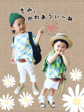 「カップルコーデ」｜*𝙰𝙽𝚂_𝙼𝙴*さん（キッズ・80cm）の春コーディネート